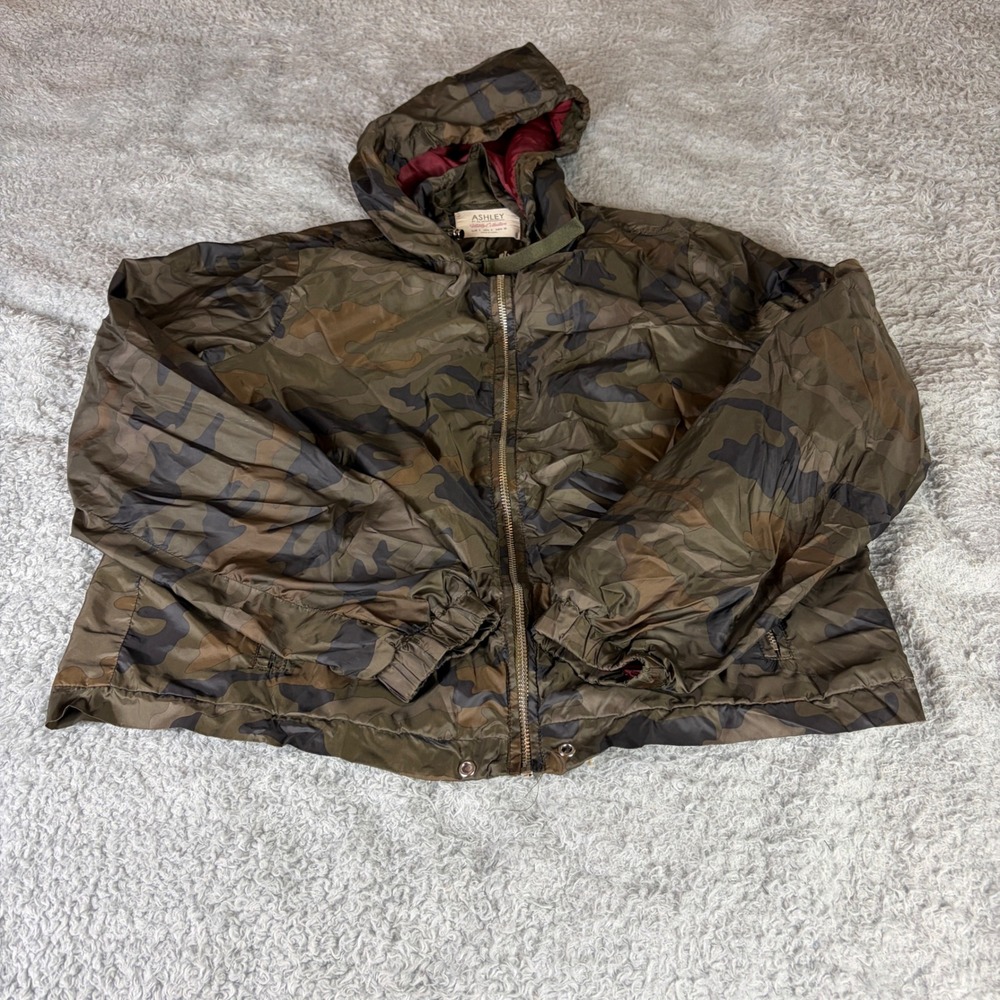 Ashley by 26 International Camo Utility Hooded Windbreaker Jacket  ACJ-J-000103